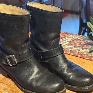 Frye Black Leather Veronica Moto biker boot size 8B